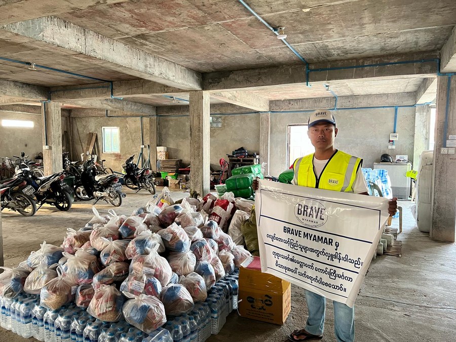 Volunteers preparing for earthquake relief efforts in Myanmar
